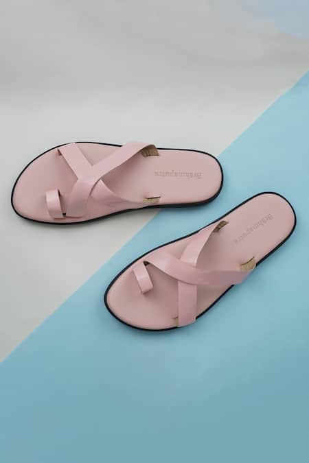 Ankit V Kapoor Pink Solid Criss Cross Sandals