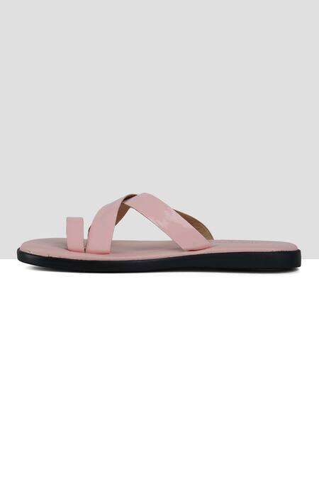 Ankit V Kapoor_Pink Solid Criss Cross Sandals _Online_at_Aza_Fashions