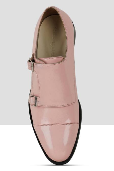 Ankit V Kapoor_Pink Embroidery Double Strap Monks_Online_at_Aza_Fashions