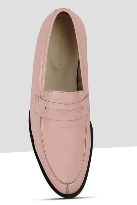 Buy Ankit V Kapoor Pink Cut Work Almond Toe Plain Penny Loafers Online at Aza Fashions Buy_Ankit V Kapoor_Pink Cut Work Almond Toe Plain Penny Loafers_Online_at_Aza_Fashions