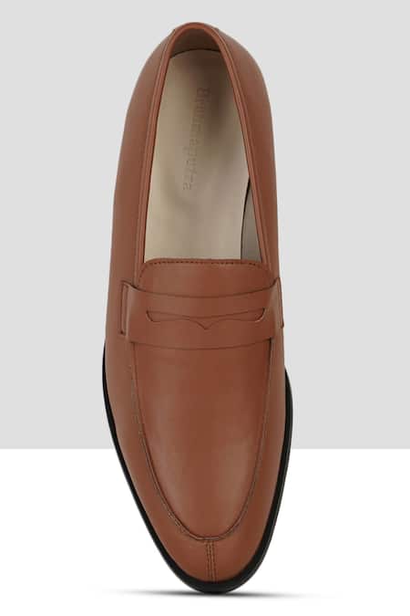 Buy_Ankit V Kapoor_Brown Almond Toe Penny Loafers _Online_at_Aza_Fashions