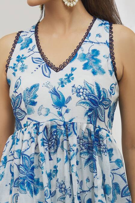 Buy Yuvraani Jaipur Blue Chanderi, Cotton, Organza Embroidery, Tassels Floral Pattern Anarkali Set Online at Aza Fashions Buy_Yuvraani Jaipur_Blue Chanderi, Cotton, Organza Embroidery, Tassels Floral Pattern Anarkali Set _Online_at_Aza_Fashions