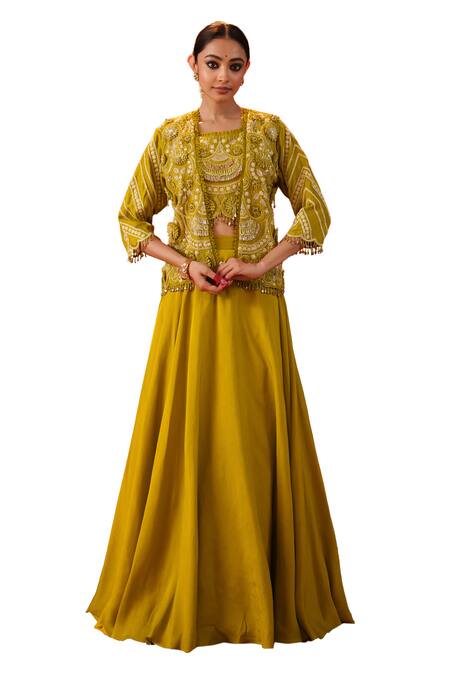 Buy Kesar Studio Green Silk Sequins, Beads, Avyanna Paisley Embroidered Jacket Lehenga Set Online at Aza Fashions Buy_Kesar Studio_Green Silk Sequins, Beads, Avyanna Paisley Embroidered Jacket Lehenga Set_Online_at_Aza_Fashions