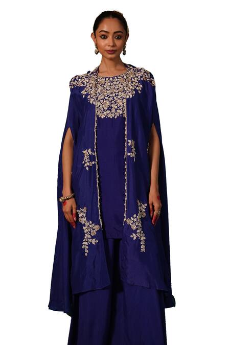 Buy Kesar Studio Blue Silk Embroidery, Pearls, Beads Round Neck Noor Floral Kurta Set Online at Aza Fashions Buy_Kesar Studio_Blue Silk Embroidery, Pearls, Beads Round Neck Noor Floral Kurta Set_Online_at_Aza_Fashions