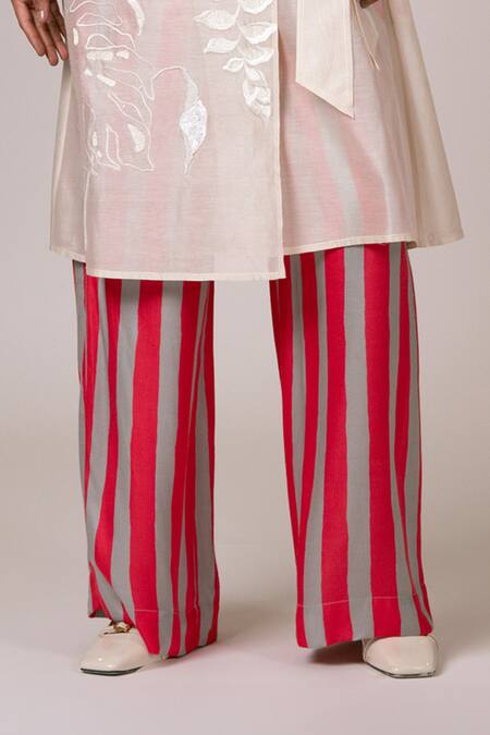 Buy Madder Much Ivory Handloom Cotton, Chanderi Silk, Argon Sheer Wrap Tunic Dress Pant Set Online at Aza Fashions Buy_Madder Much_Ivory Handloom Cotton, Chanderi Silk, Argon Sheer Wrap Tunic Dress Pant Set _Online_at_Aza_Fashions