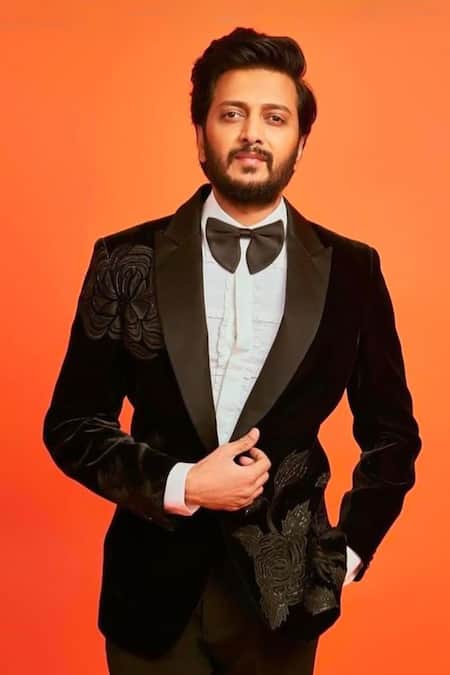 Shop_Rohit Bal_Black Velvet Embroidered Floral Tuxedo _at_Aza_Fashions