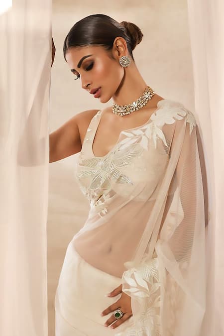 Rohit Bal Soft Net Embroidered Saree Set 