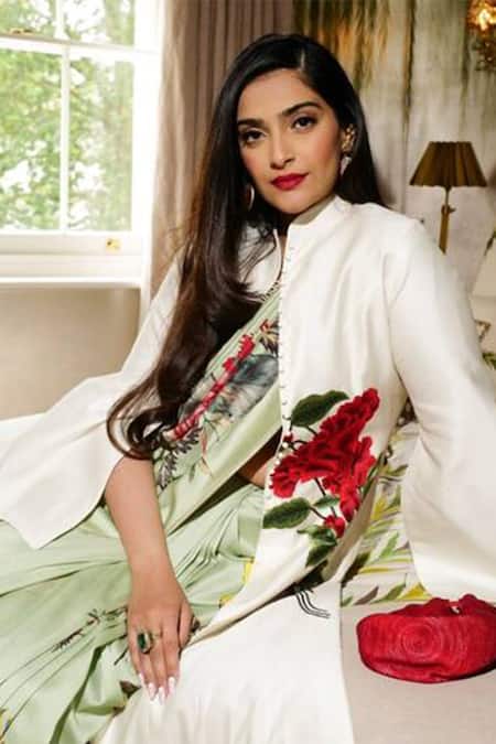 Shop Rohit Bal Ivory Maheshwari, Silk Embroidery High Neck Floral Resham Long Jacket at Aza Fashions Shop_Rohit Bal_Ivory Maheshwari, Silk Embroidery High Neck Floral Resham Long Jacket _at_Aza_Fashions
