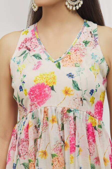 Buy Yuvraani Jaipur Multi Color Chanderi, Cotton, Organza Floral Pattern Gathered Anarkali Set Online at Aza Fashions Buy_Yuvraani Jaipur_Multi Color Chanderi, Cotton, Organza Floral Pattern Gathered Anarkali Set _Online_at_Aza_Fashions