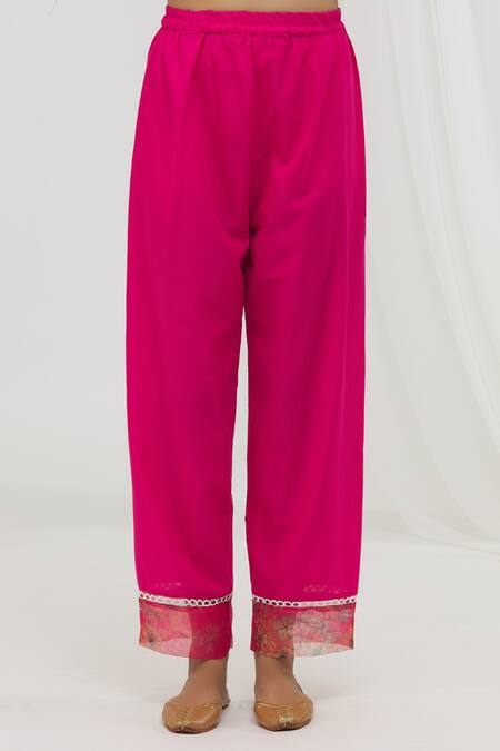 Buy Yuvraani Jaipur Pink Chanderi, Cotton, Organza Embroidery, Straight Floral Pattern Kurta Set Online at Aza Fashions Buy_Yuvraani Jaipur_Pink Chanderi, Cotton, Organza Embroidery, Straight Floral Pattern Kurta Set _Online_at_Aza_Fashions