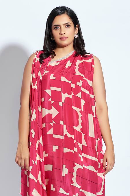 Shop Neetiandmudita Pink Crepe Rhinestone Asymmetric Detailed Neck Short Dress Online at Aza Fashions Shop_Neetiandmudita_Pink Crepe Rhinestone Asymmetric Detailed Neck Short Dress _Online_at_Aza_Fashions