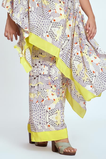 Neetiandmudita Multi Color Crepe Rhinestones Asymmetric Tunic With Pant Online at Aza Fashions Neetiandmudita_Multi Color Crepe Rhinestones Asymmetric Tunic With Pant _Online_at_Aza_Fashions