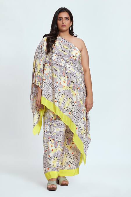 Buy Neetiandmudita Multi Color Crepe Rhinestones Asymmetric Tunic With Pant Online at Aza Fashions Buy_Neetiandmudita_Multi Color Crepe Rhinestones Asymmetric Tunic With Pant _Online_at_Aza_Fashions