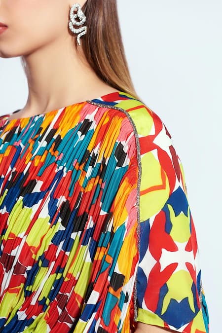 Shop Neetiandmudita Multi Color Crepe Rhinestone Round Abstract Pattern Jumpsuit Online at Aza Fashions Shop_Neetiandmudita_Multi Color Crepe Rhinestone Round Abstract Pattern Jumpsuit _Online_at_Aza_Fashions