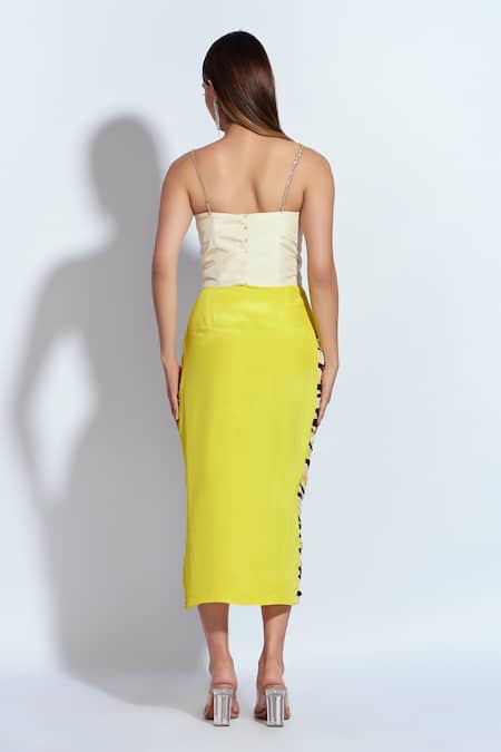 Shop Neetiandmudita Ivory Crepe Rhinestone Scoop Neck Shoulder Strap Corset With Skirt at Aza Fashions Shop_Neetiandmudita_Ivory Crepe Rhinestone Scoop Neck Shoulder Strap Corset With Skirt _at_Aza_Fashions