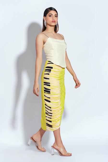 Neetiandmudita Ivory Crepe Rhinestone Scoop Neck Shoulder Strap Corset With Skirt Online at Aza Fashions Neetiandmudita_Ivory Crepe Rhinestone Scoop Neck Shoulder Strap Corset With Skirt _Online_at_Aza_Fashions