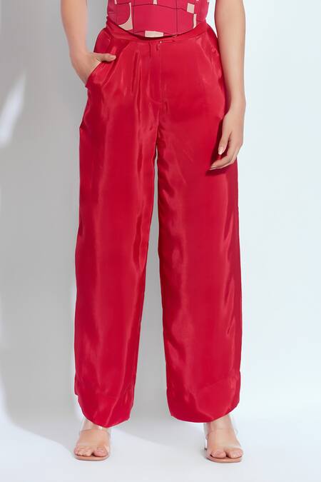 Neetiandmudita Pink Crepe Rhinestone Sweetheart Tetris Pattern Corset With Solid Pant Online at Aza Fashions Neetiandmudita_Pink Crepe Rhinestone Sweetheart Tetris Pattern Corset With Solid Pant _Online_at_Aza_Fashions