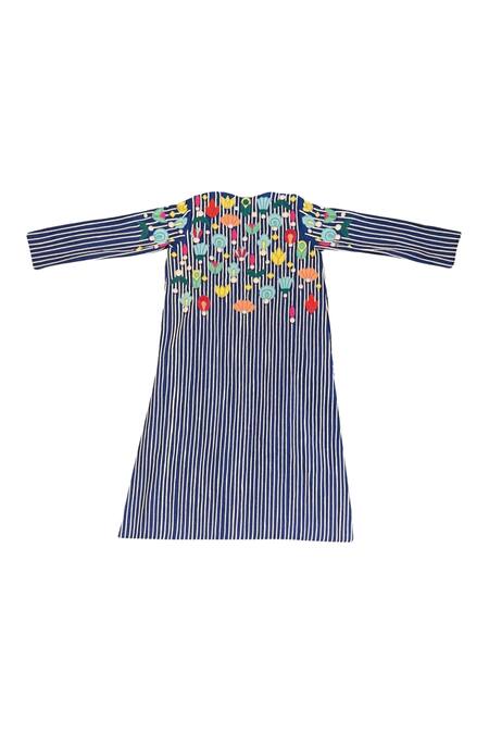 Shop_KA-Sha_Blue Cotton Applique Open Krish Floral Jacket _Online_at_Aza_Fashions