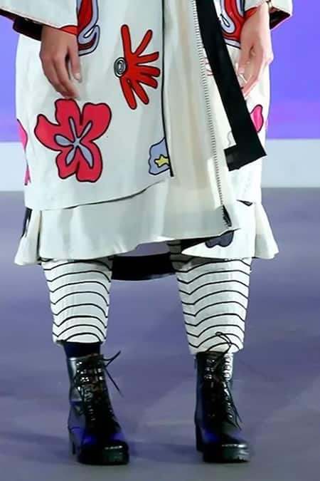 KA-Sha Off White Kala Cotton Applique Thakur Striped Pant Online at Aza Fashions KA-Sha_Off White Kala Cotton Applique Thakur Striped Pant _Online_at_Aza_Fashions