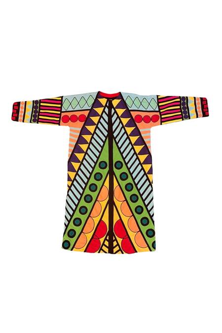 KA-Sha_Multi Color Cotton Applique Carnival High Round Neck Appy Jacket _Online_at_Aza_Fashions