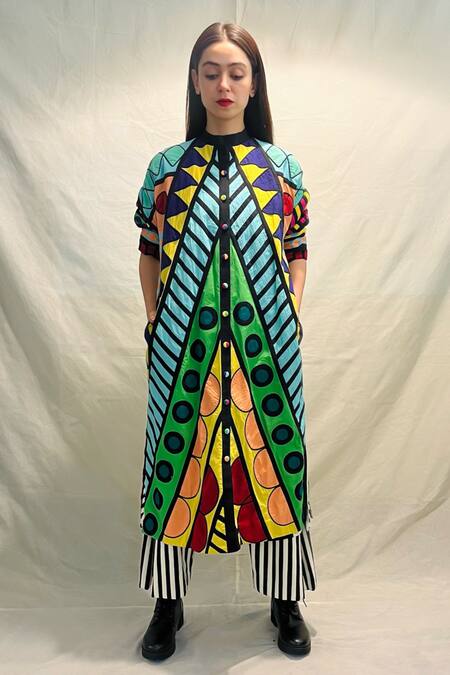 Buy_KA-Sha_Multi Color Cotton Applique Carnival High Round Neck Appy Jacket _Online_at_Aza_Fashions
