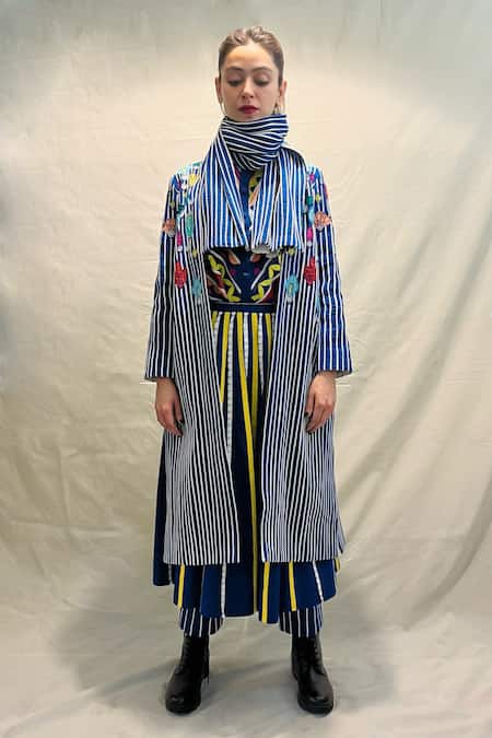 Buy_KA-Sha_Blue Cording Stripe Corded Scarf _Online_at_Aza_Fashions