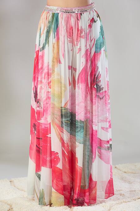 Basanti - Kapde Aur Koffee_Multi Color Crepe, Georgette Sequins, Beads, Embroidered Crop Top Sharara Set_at_Aza_Fashions