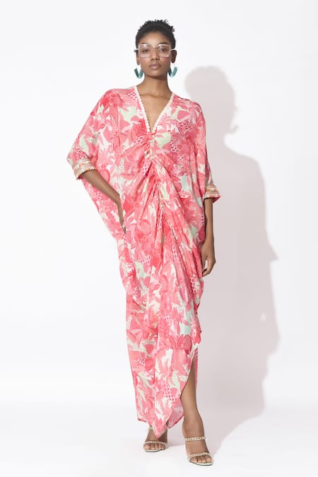 Rishi and Vibhuti Passion Petal Printed Kaftan Dress 