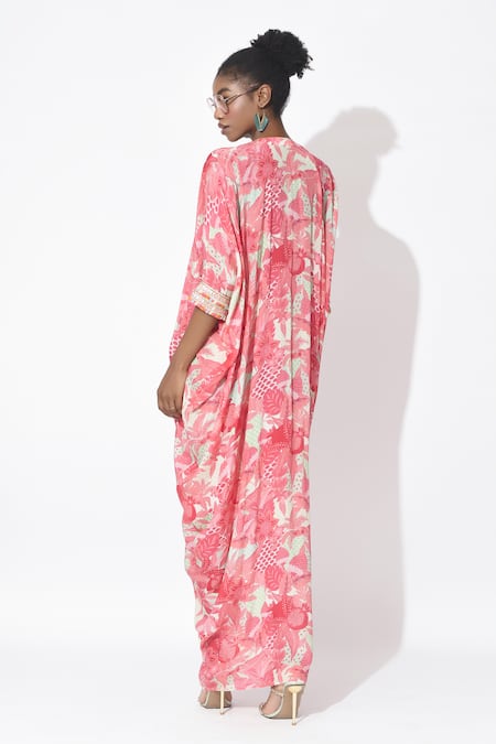 Rishi and Vibhuti Passion Petal Printed Kaftan Dress 