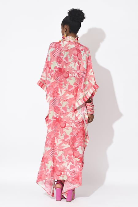Rishi and Vibhuti Muse Embellished Printed Kaftan With Dhoti 