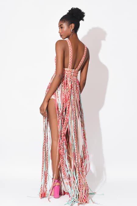 Rishi and Vibhuti Alaya Tassel Embellished Shorts With Dress 