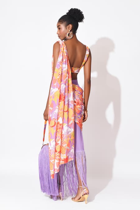 Rishi and Vibhuti Festive Frenzy Printed Pre-draped Saree With Blouse 