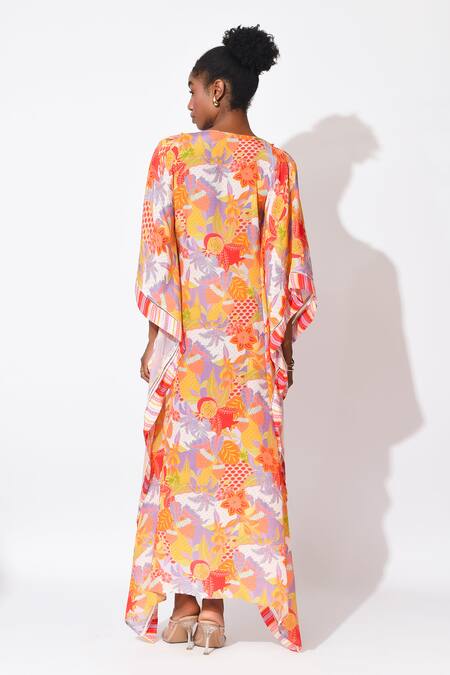 Rishi and Vibhuti Luna Embellished Printed Kaftan 