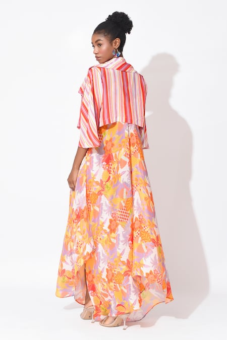 Rishi and Vibhuti Carbie Chic Floral Print Dress With Jacket 