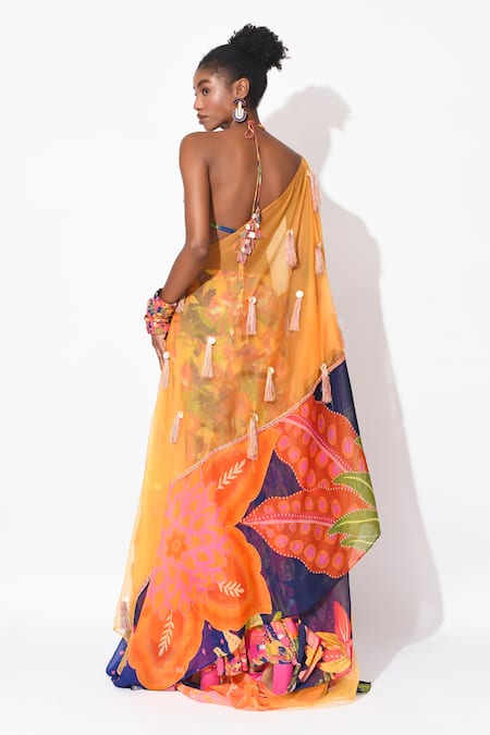 Shop_Rishi and Vibhuti_Multi Color Crepe, Organza Sequins, Spectrum Hand Embroidered Lehenga Set _at_Aza_Fashions