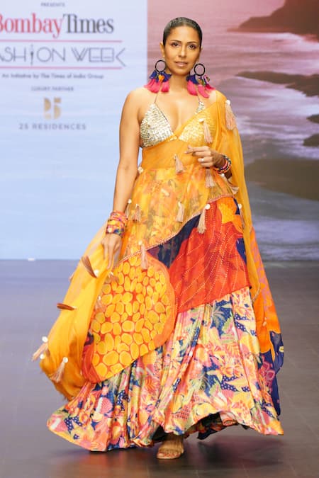 Rishi and Vibhuti_Multi Color Crepe, Organza Sequins, Spectrum Hand Embroidered Lehenga Set _Online_at_Aza_Fashions