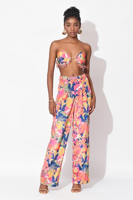 Buy Rishi and Vibhuti Multi Color Crepe Fringe V-neck, Collared Confetti Sizzle Embellished Pant Set Online at Aza Fashions Buy_Rishi and Vibhuti_Multi Color Crepe Fringe V-neck, Collared Confetti Sizzle Embellished Pant Set _Online_at_Aza_Fashions