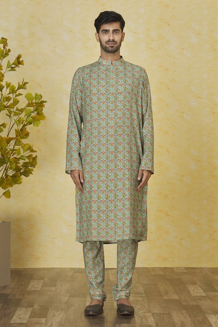 Priyanka Haralalka Red Silk, Viscose Embroidery Floral Scallop Printed Bundi Kurta Set Online at Aza Fashions Priyanka Haralalka_Red Silk, Viscose Embroidery Floral Scallop Printed Bundi Kurta Set _Online_at_Aza_Fashions