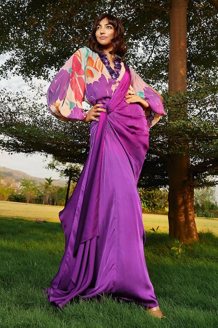 Babita Malkani Iris Solid Pre-Draped Saree 