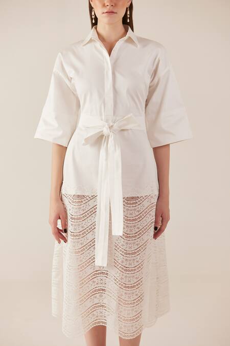 Shop Therealb Cream Viscose Lace Embroidered Floral Collar Midi Dress Online at Aza Fashions Shop_Therealb_Cream Viscose Lace Embroidered Floral Collar Midi Dress _Online_at_Aza_Fashions