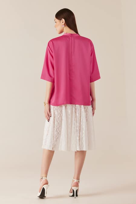 Shop Therealb White Viscose Lace Embroidered Floral Skirt at Aza Fashions Shop_Therealb_White Viscose Lace Embroidered Floral Skirt _at_Aza_Fashions