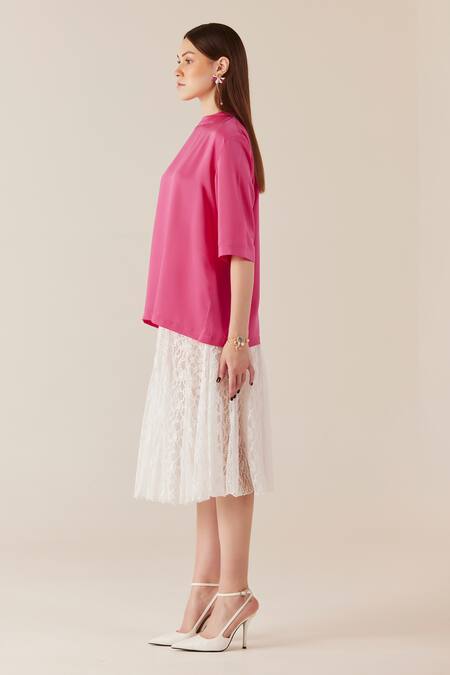 Therealb White Viscose Lace Embroidered Floral Skirt Online at Aza Fashions Therealb_White Viscose Lace Embroidered Floral Skirt _Online_at_Aza_Fashions