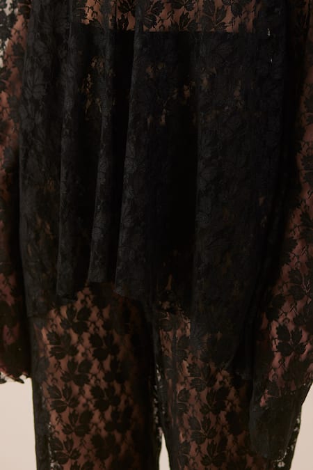 Therealb Black Viscose Lace Embroidered Floral V Neck Work Top And Pant Set Online at Aza Fashions Therealb_Black Viscose Lace Embroidered Floral V Neck Work Top And Pant Set _Online_at_Aza_Fashions