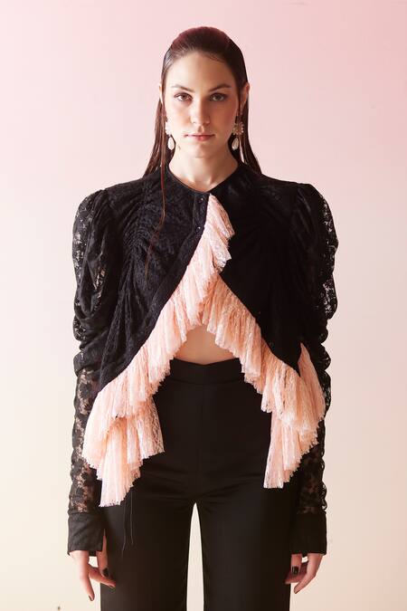 Therealb Black Viscose Lace Embroidered Floral Round Work Neck Top Online at Aza Fashions Therealb_Black Viscose Lace Embroidered Floral Round Work Neck Top _Online_at_Aza_Fashions