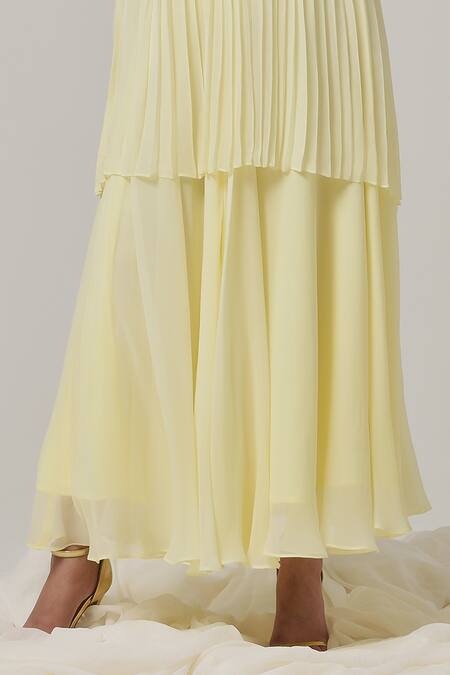 Buy Therealb Yellow Georgette Embroidered Geometric Mandarin Collar Top And Skirt Set Online at Aza Fashions Buy_Therealb_Yellow Georgette Embroidered Geometric Mandarin Collar Top And Skirt Set _Online_at_Aza_Fashions