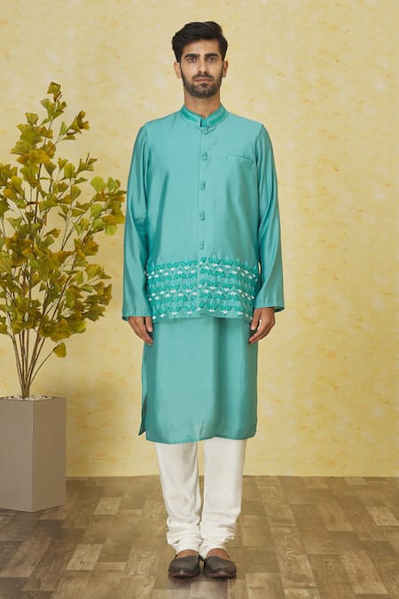 Buy Priyanka Haralalka Blue Cotton, Kota Doria, Silk Embroidery, Beads Aqua Bundi Kurta Set Online at Aza Fashions Buy_Priyanka Haralalka_Blue Cotton, Kota Doria, Silk Embroidery, Beads Aqua Bundi Kurta Set _Online_at_Aza_Fashions