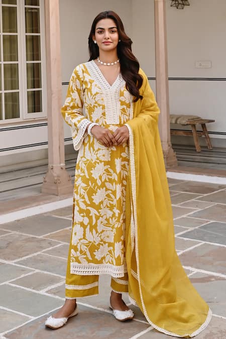 KARAJ JAIPUR Floral Print Kurta Set 