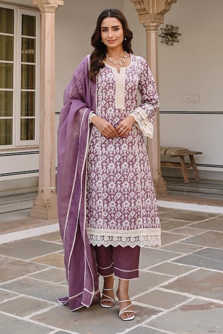 KARAJ JAIPUR Ikat Print Kurta Set 