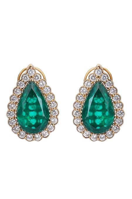 Shop_Auraa Trends_Green Zari Kundan Embellished Pendant Choker Set _Online_at_Aza_Fashions