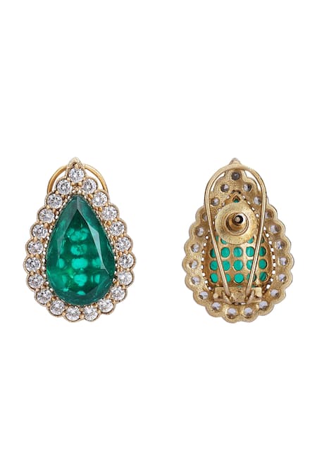 Auraa Trends_Green Zari Kundan Embellished Pendant Choker Set _at_Aza_Fashions